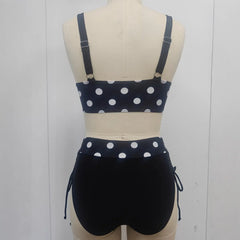 Vintage Black Dot Print Bikini Set