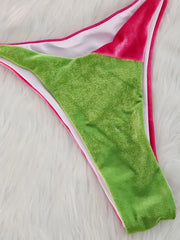 Splicing Halter Velvet Bikini