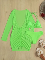 Long Sleeves Dress Bikini Set