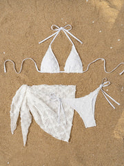 Sexy White Lace Cover Up Skirt 3 Piece Swimsuit