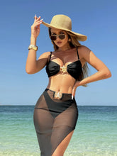 Sexy White Black Skirt 3 Piece Bikini Set