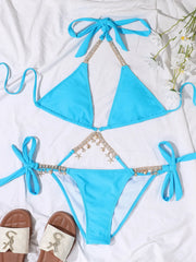 Crystal Rhinestones Push Up Micro Swimsuit