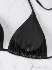 PU Faux Leather Mini Micro Thong Bikini