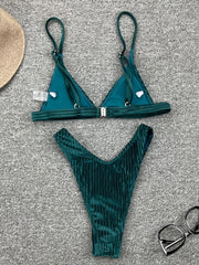 Ribbed Metallic Velvet Bikini