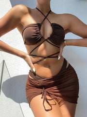 Wrap Around with Mesh Sarong Skirt Bikini