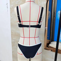 Women's Summer Casual 2 Piece Outfits Contrast Trim Bikini Set