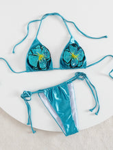 Sexy Blue 3D Flower Bikini Set