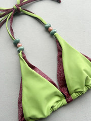 Summer Green Patchwork Bikini Set