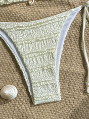 Sexy Beige Pleate Micro Bikini