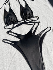 S - XL PU Faux Leather Scrunch Butt Bikini