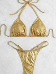 Halter PU Leather Extreme Mini Micro String Bikini