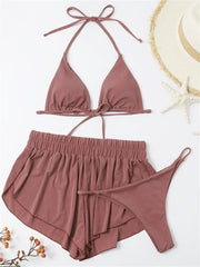 Sexy Front Tie 3 Piece Bikini Set