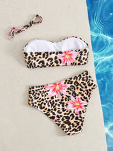 Pink Floral Leopard Print Push Up 2 Piece Swimsuit