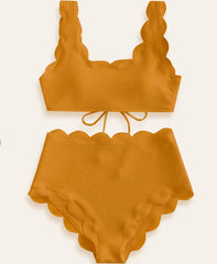 Solid Blue Two Pieces Swimsuit