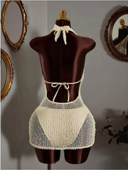 Sexy Mesh Dress 3 Piece Bikini Set