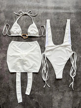 With Skirt Halter Metal Ring Bikini