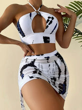 3PCS With Mesh Skirt Halter Bikini