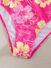 Vintage Pink Floral Print Bikini Set