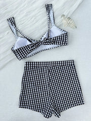 Sexy Black Plaid Bikini Set