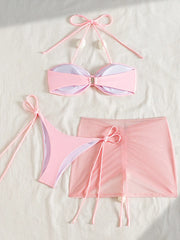 3D Flower Halter Bow Knotted Bikini