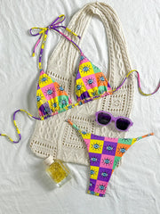 Colorful Printed Halter Bikini
