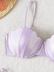 Snake Skin with Bra Cup Micro Thong Bikini