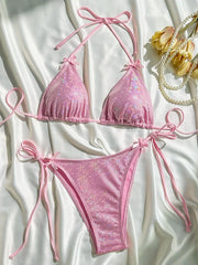Glitter Sparkling Halter Bow Bikini