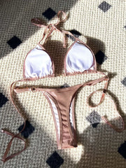 PU Leather Pearls Bikini