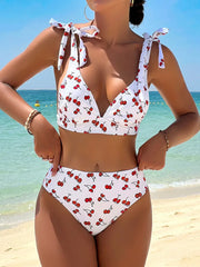 Black Cherry Print Bikini Set