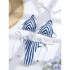 Triangle Striped Swimwear Sexy Bikini