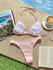Sexy Yelllow 3D Flower Micro Bikini Set