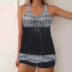 Vintage Tie Dye Gradient Tankini Set