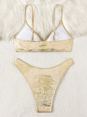 Golden Glitter Sparkling High Cut Bikini