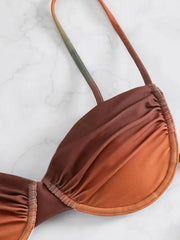 Gradient Wrinkled Underwired Brazilian Bikini