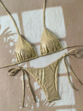 Shiny Gold Leopard Print Bikini Set