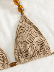 with Fishnet Sarong Skirt Halter Beads Bikini