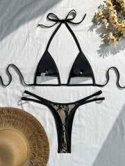 Sexy Black White Lace Bikini Set