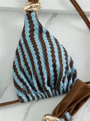 Sexy Blue Striped Micro Bikini Set