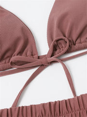 Sexy Front Tie 3 Piece Bikini Set