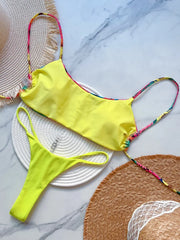 Flower Print Mini Micro Thong High Cut Bikini