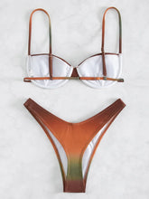 Gradient Wrinkled Underwired Brazilian Bikini