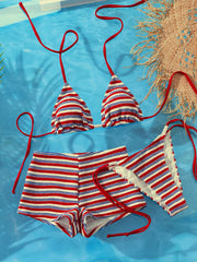 Sexy Red Striped Bikini Set