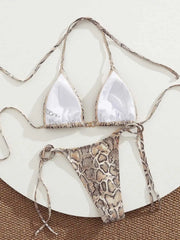 Sexy Coffee Tiger Print Micro Bikini