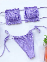 Elegant Purple Swimwear Women Sexy Off Shoulder Pleate Bikini