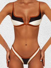 Splicing V Shaped Micro Thong Bikini