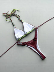 Summer Green Patchwork Bikini Set
