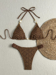 Sexy Beige Black Micro Bikini Set