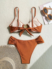 S - XL Metal Shell Halter Female Swimsuit