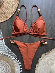 Beads Cross Bandage Bikini