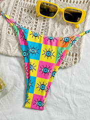 Colorful Printed Halter Bikini